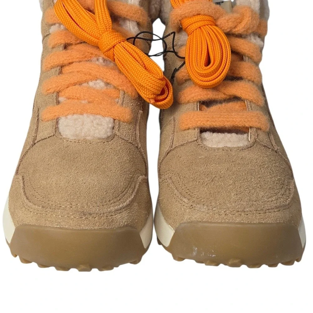 Timberland High Top Sneaker Boots Womens 7 Beige Suede Sherpa Retro Swift New